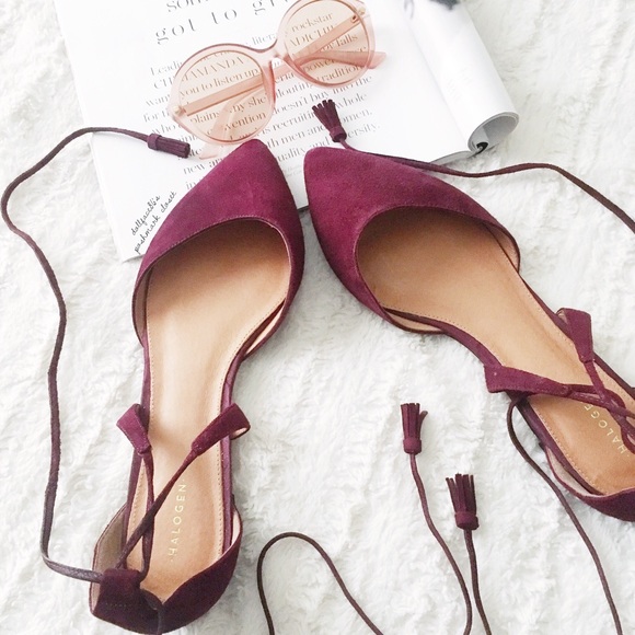 Halogen Shoes - Halogen Burgundy Suede Lace Up D’orsay Flats